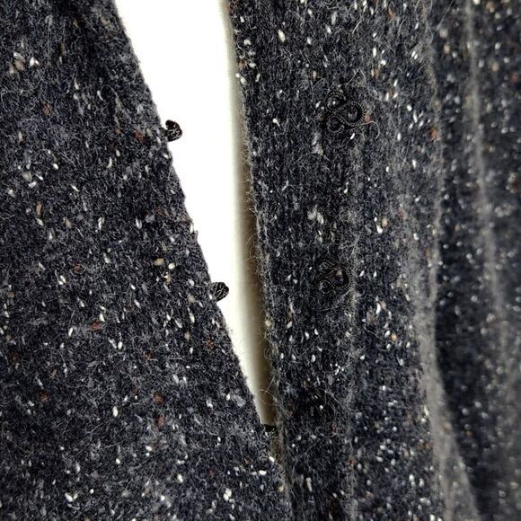 Eileen Fisher Funnel Neck Cardigan Sweater Charcoal Speckled Wool Blend Medium - Picture 4 of 13